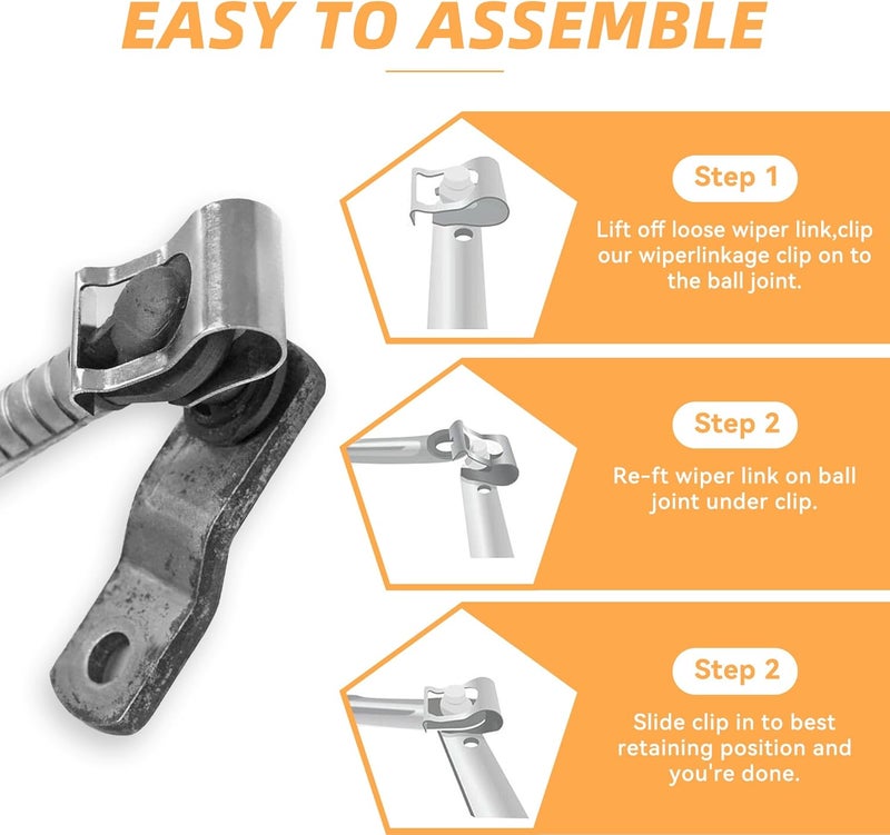 Tioollev 2PCS Car Windscreen Wiper Linkage Clips,Windshield Wiper Transmission,Car Accessories Wiper Linkage Bushings,Auto Windscreen Wiper Motor Linkage Repair Clip Kit (2PCS) - Image 5